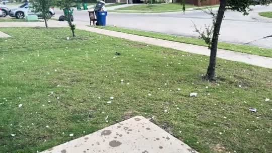 Hail falling during a North Texas storm